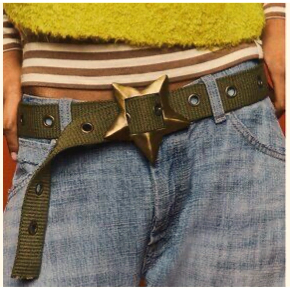 Free People Zoa Star Buckle Hip Belt Army Green Women S/M NWT